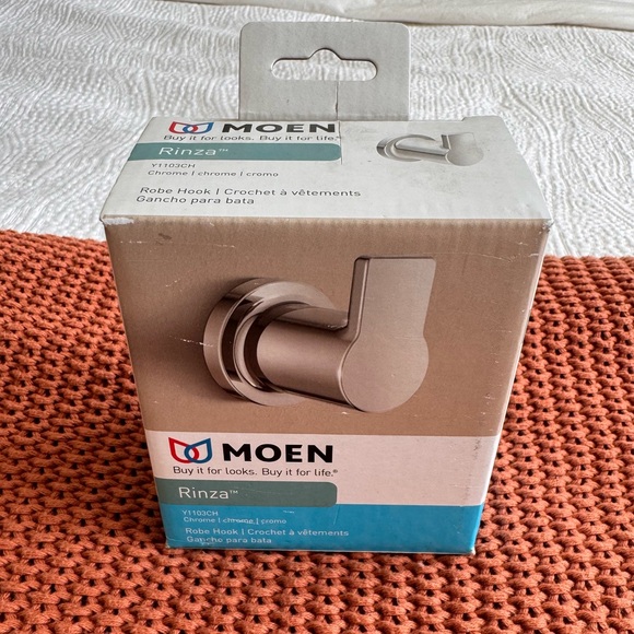 Lot of 2 Chrome Single-Hook Moen Rinza Wall Towel Hook Robe Hook Y1103CH NEW - Picture 7 of 12